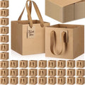 Windyun 100 Pcs Mini Paper Gift Bags with Handle 6 x 6 x 6'' Square Small Favor Bag with DIY Thank You Tag for Christmas Birthday Wedding Bridal Shower Bridesmaid Graduation Party (Kraft) by Windyun