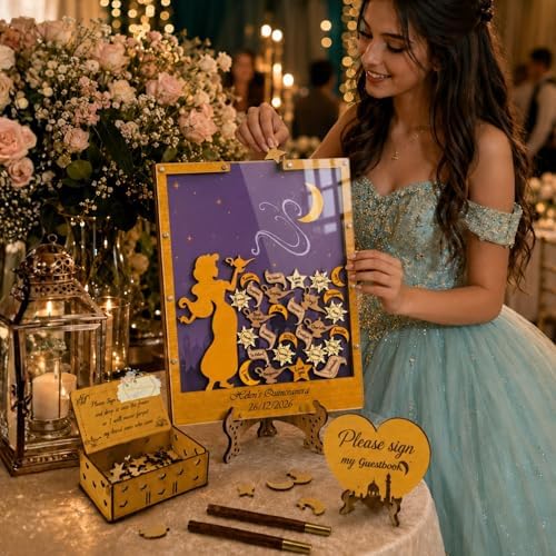 Personalized Quinceanera Guest Book Alternative Wooden Drop Top Heart Frame - Image 2