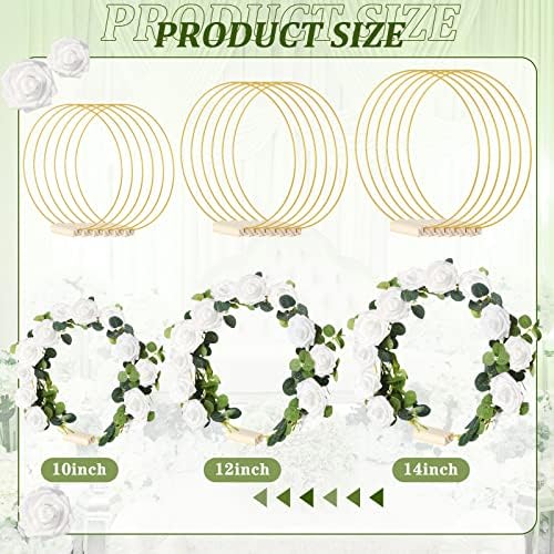 Yinder 15 Pcs Metal Floral Gold Hoop Centerpiece with Stand,14 Inch,White - Image 2