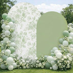 Tegeme 2 Set Sage Green Floral Arch Cover 7.2ft 6.6ft Stretchy Backdrop by Tegeme