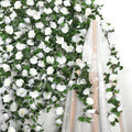 Aneco 8 Pack 64 FT White Flower Artificial Rose Vines Roses Fake Vine Flowers Plants Party Supplies for Holiday Wedding Garden Craft Art Decoration by Aneco