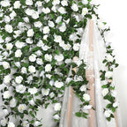 Aneco 8 Pack 64 FT White Flower Artificial Rose Vines Roses Fake Vine Flowers Plants Party Supplies for Holiday Wedding Garden Craft Art Decoration by Aneco