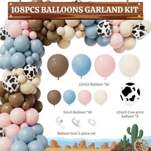 Boots or Bows Gender Reveal Decorations - 130Pcs Boy or Girl What Will Baby Be Gender Reveal Party Supplies Include Backdrop Balloon Garland Tablecloth Boots or Bows Banner Cake Cakecup Topper - Image 3