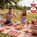 200 Pcs BBQ Party Supplies Red White Gingham Disposable Tableware - Image 2