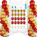 2 Sets Red Gold Balloon Column Stand Kit with 100 Balloons Adjustable Balloon Tower Stand with Bases for Floor Red Gold Confetti Balloon Column Kit for Back to School Birthday Wedding Party Decor by ZOIIWA