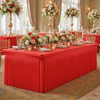 gogoparti 4 Pack Spandex Red Fitted Table Cloth for 6ft Rectangle Tables Red Stretch Tablecloth Table Covers Skirt Banquet Wrinkle Free Tablecloths for Parties Wedding - Image 2