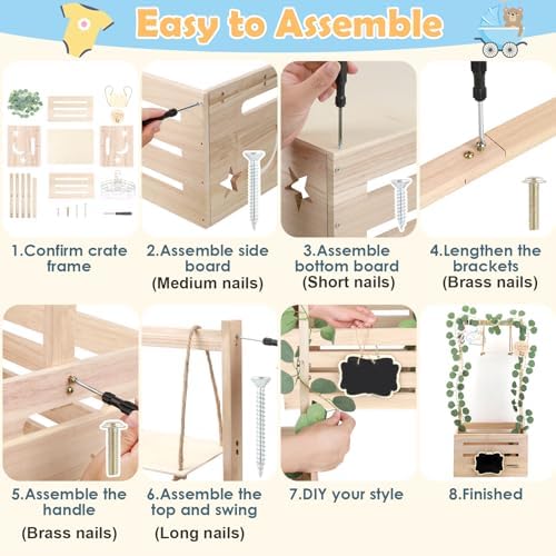 Wooden Baby Shower Crate Closet with Adjustable Handle & Garland, Large Personalized Baby Shower Basket Clothes Hangers Rack Storage Box, Pregnancy Gifts for New Parents Newborn Boy Girl - Image 3