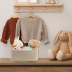 XUANGUO Small Woven Storage Baskets for Shelves, 13" x 9" x 5", Oatmeal - Image 5