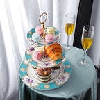 fanquare 10 Inch Blue Vintage Floral Porcelain Cake Stand - Image 2