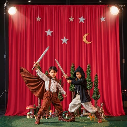 10x10FT Backdrop Curtains with Rod Pockets - Wrinkle Free Photo Stage Backdrop 2 Panels Curtains Drapes for Photography Wedding Party Baby Shower Decorations (Red) - Image 6