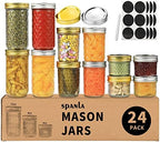 SPANLA Mason Jars Variety Pack, 24 Pack Canning Jars with Regular Lids by SPANLA
