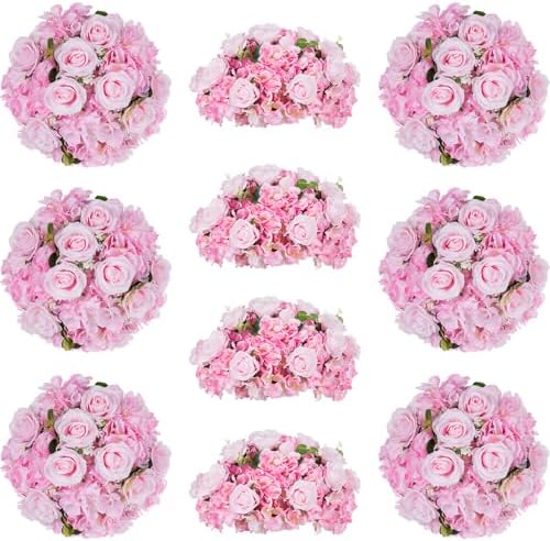 Pink Flowers Balls for Centerpieces: 15.7in Diam, 10 Pcs by CreatedforWeddingsandHome