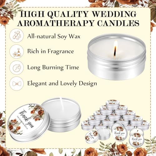 MTLEE 50 Pcs Wedding Candles Gift Favors for Guests 1 oz, Terracotta Floral - Image 6