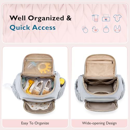 mommore Diaper Bag Backpack, Stylish Mini Baby Bag with Changing Pad - Image 4