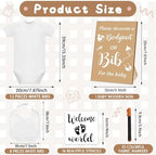 Chuarry 43 Pcs Baby Shower Kit, 8 Onesies 8 Bibs Markers 16 Stencils - Image 2