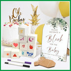 Fayoo 134 Pcs Wood Blocks to Decorate, Wood Games Kit with Wooden Blocks Prediction and Advice Card Clothes Pins Storage Box Game Sign Markers(White) - Image 6