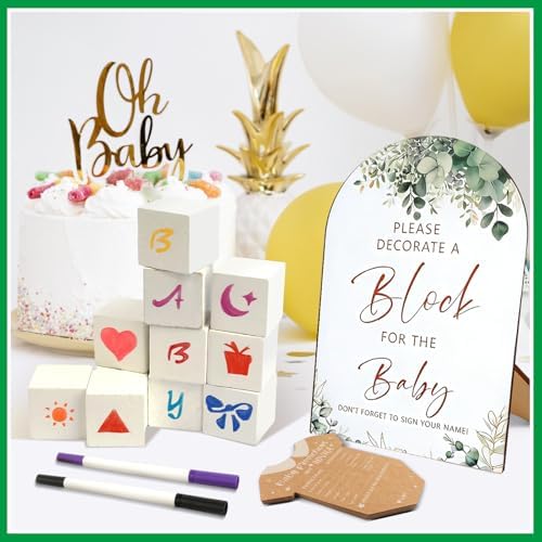 Fayoo 134 Pcs Wood Blocks to Decorate, Wood Games Kit with Wooden Blocks Prediction and Advice Card Clothes Pins Storage Box Game Sign Markers(White) - Image 6