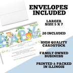 Custom Baby Shower Invites Blue Watercolor Jungle Invitations 20 5x7 Personalized Watercolor Safari Jungle Invitations With Envelopes - Unique Boy Watercolor Safari Jungle Baby Shower Cards - Image 6