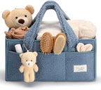 PeraBella Baby Diaper Caddy Organizer with Handle, Boy & Girl Shower Gift Basket, Portable Diaper Storage Basket Bin for Wipes, Newborn Baby Essentials Registry Search Must Haves, Car Caddy Organizer by PeraBella