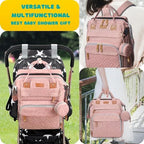 Diaper Bag Backpack with Changing Station, Pink - Image 6
