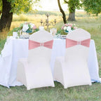 Spandex Dusty Pink Chair Sashes Bows 50 PCS Stretch Chair Cover Band - Image 6