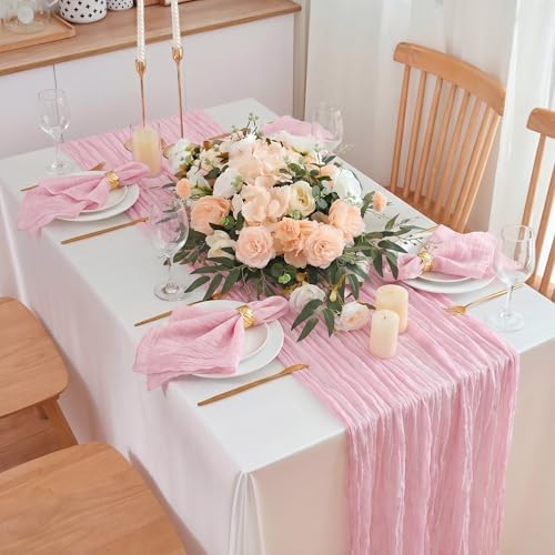 50 Pack Cheesecloth Napkins 20"x20" Blush Pink Gauze Boho Napkins - Image 5