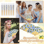 Briwooody 48 Set Amalfi Coast Lemon Hand Folding Fan with Organza Bag Bulk - Image 4
