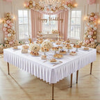 Wish Care White Spandex Tablecloths for 54x54 Inch Square Tables, Stretch Fitted Table Clothes with Pleated Ruffle Skirt for 54” Table, Wrinkle Free and Elastic, for Party Kitchen Home Dining - Image 5
