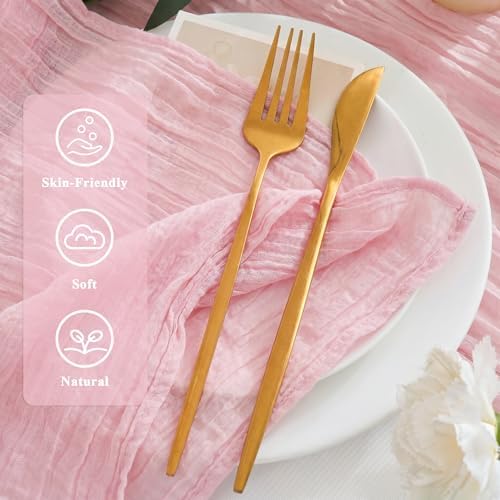 50 Pack Cheesecloth Napkins 20"x20" Blush Pink Gauze Boho Napkins - Image 4