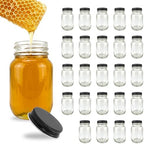 RetroPak Mini Mason Jars with Lids, 24 Pack, 3 oz Glass Honey Jars, Black by Unknown