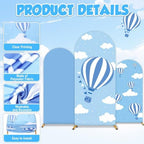 3 PCS Blue Hot Air Balloon Arch Backdrop Cover Sky Cloud Party Decoration - Image 3