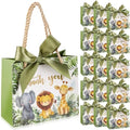 TaoBary 40 Pack 5.5''x 2.5''x4.7'' Small Jungle Safari Gift Bags with Handles Mini Paper Woodland Animal Thank You Gift Bag Bulk with Bow Ribbon for Baby Shower Boy Girl Birthday Party Supplies by TaoBary