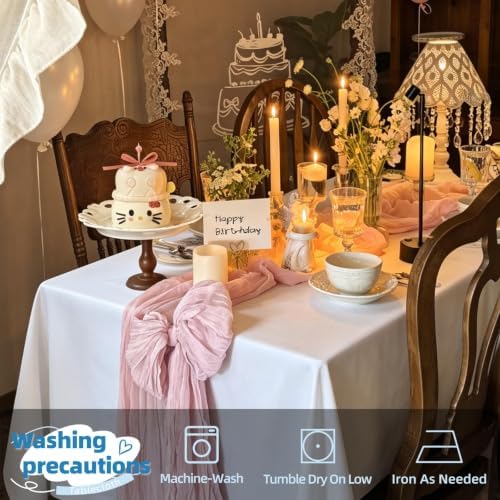 DRESSMAKER 10 Pack White Table Cloth Rectangle 70X120 Inch Fit 8FT Table - Image 2