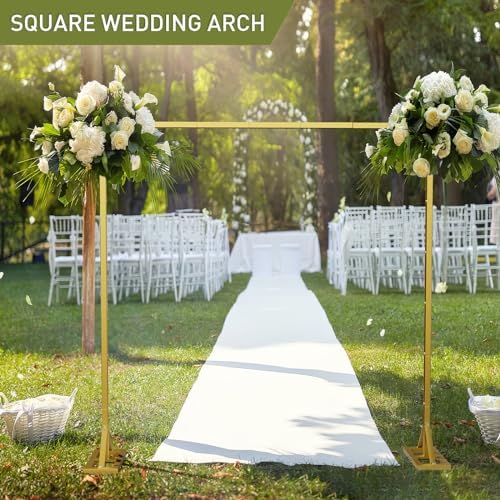 OGEMXU 8.2FT Backdrop Stand, Square Wedding Arch & Balloon Stand, Gold - Image 4