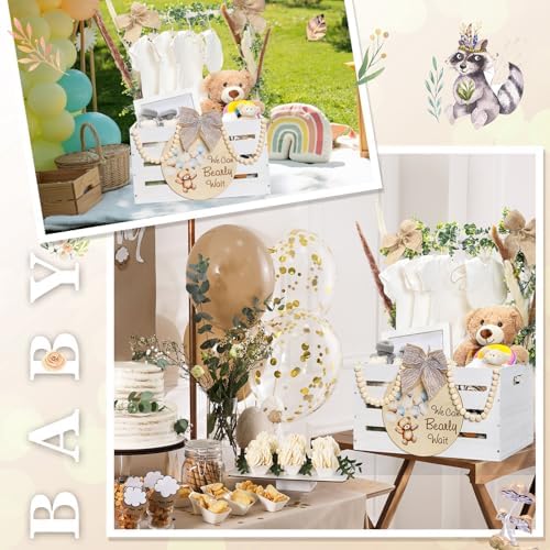 Juexica Wooden Baby Shower Crate Closet, Baby Basket with Handle - Image 6