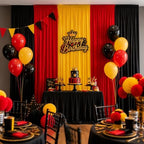10x7FT Red Black Yellow Backdrop Curtains for Parties Wrinkle Free Backdrop Drapes for Birthday Graduation Decoration Themed Party Photography Background - Image 7