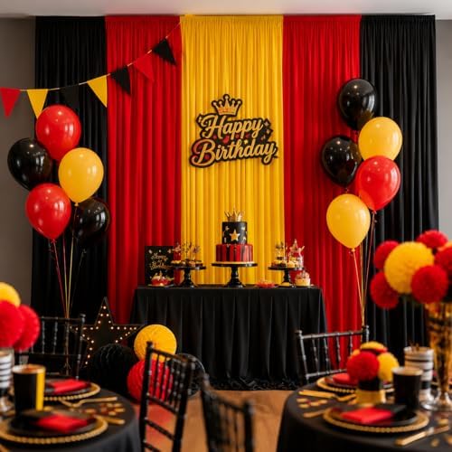 10x7FT Red Black Yellow Backdrop Curtains for Parties Wrinkle Free Backdrop Drapes for Birthday Graduation Decoration Themed Party Photography Background - Image 7