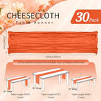 30 Pack Cheesecloth Table Runner 10FT Orange Table Runner Boho Gauze Cheese Cloth Table Runners Long Rustic Sheer Table Decorations for Wedding Party Baby Bridal Shower Birthday Holiday Home - Image 2