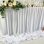 Pooling and Floating Chiffon Table Skirt with extra length, 6FT 9FT 14FT Sheer Tablecloth, Baby Shower, Birthdays Party, Main Cake Table Decoration, Wdding Table Skirt (White, 9FT) - Image 2