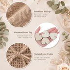 Tosstuki 50 Sets Pre-folded burlap Wedding Invitation Jackets for 5x7 Cards, Rustic Wedding Wraps with Wooden Heart Pendants Accessories for Bridal Shower & Vintage Party Decor - Image 3