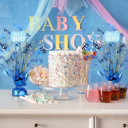 Wenqik 9 Pcs Baby Shower Foil Spray Centerpiece It's a Boy Table Centerpiece Gender Reveal Birthday Party Decors Metallic Table Decoration for Home Baby Shower Party Celebrations, Blue - Image 2