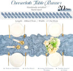 Teruntrue 20 Pack Dusty Blue Cheesecloth Table Runner 17x108 Inch, Boho Gauze Sheer Fabric Cheese Cloth Table Runners for Wedding Party Bridal Shower Baby Shower Birthday Home Decor Garden Farmhouse - Image 2