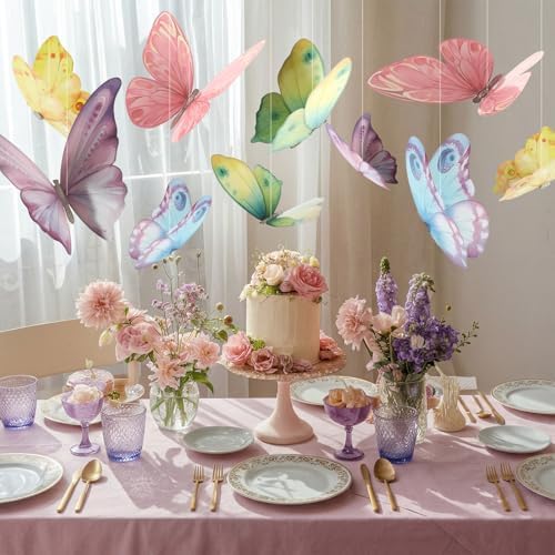 18 Pcs Large Butterfly Party Decor 3D Watercolor Paper Hanging - Image 2