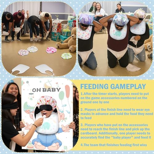Liitrsh 4 Sets Funny Blindfold Baby Shower Feed Me Baby Shower Games Set - Image 2