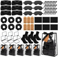 54 Pcs Baby Shower Prizes for Winners Prizes Gifts 6 Sets with Headbands Eye Masks Mirrors Hair Ties Hair Clips Socks Storage Bags Thank Card Gift Bag for Baby Shower Party Wedding(Black) by Hillsuren