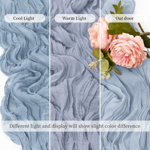 20 Pack Dusty Blue 17 x 108 Inch Cheesecloth Table Runner - Boho Gauze Sheer Fabric for Wedding Baby Shower Party Home Decor - Image 6