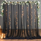 10×10ft Black Tulle Backdrop Curtain with Lights String for Parites, Sheer Photo Backdrop Curtains for Wedding Party Photography Background - Image 6