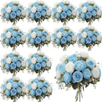 Geosar 24 Bundles Artificial Peonies Flowers,Blue,White by Geosar