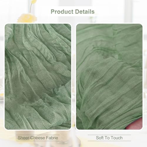 6 Pack Sage Green 35x120 Inch Cheesecloth Table Runner - Image 2