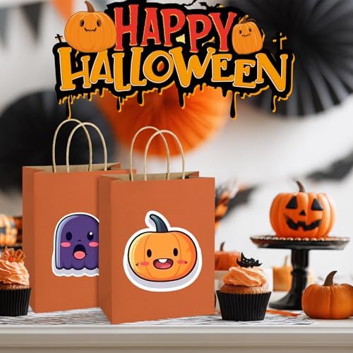 BagDream Medium Gift Bags with Handles 8x4.25x10.5 Inch Orange 100 Pcs Bulk - Image 3